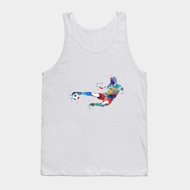 Male Soccer Player Tank Top by RosaliArt